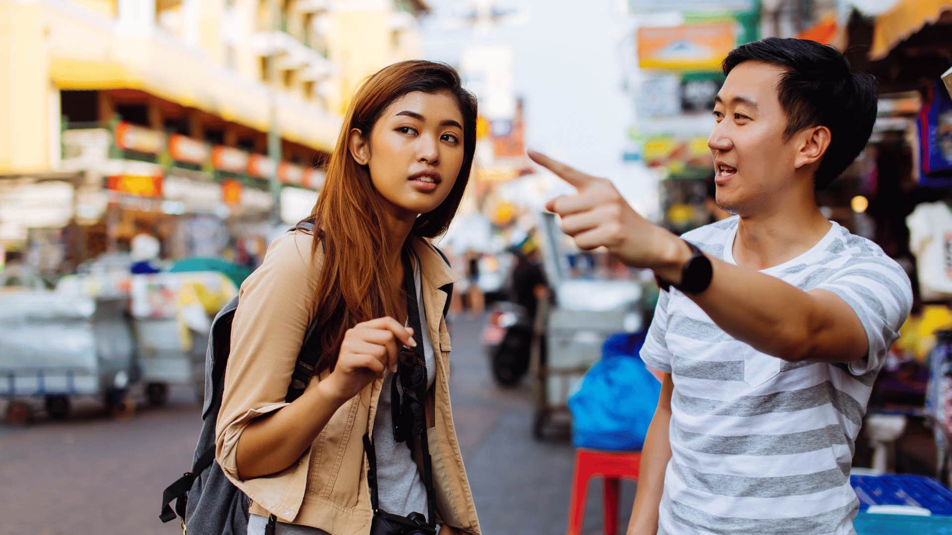 woman asking for help finding directions