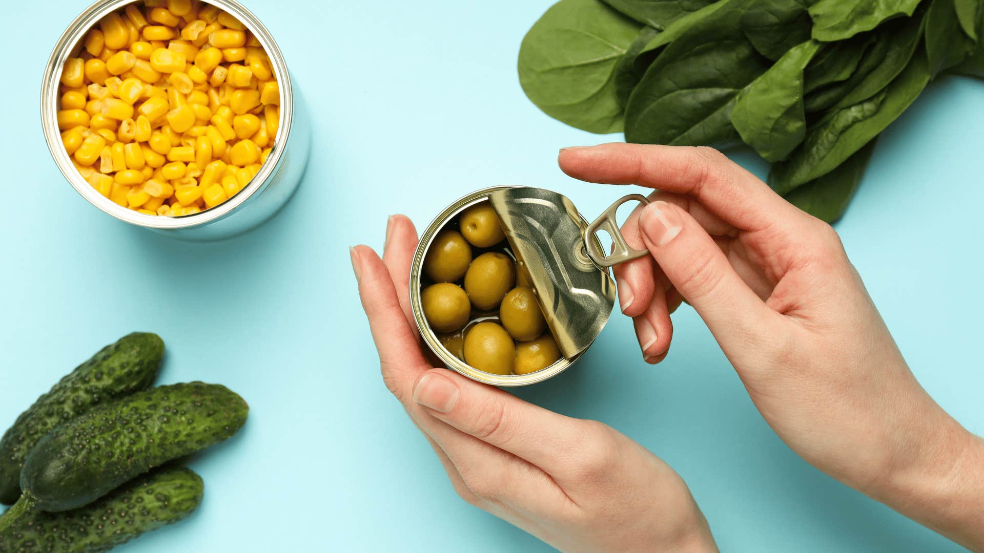 woman opening canned food