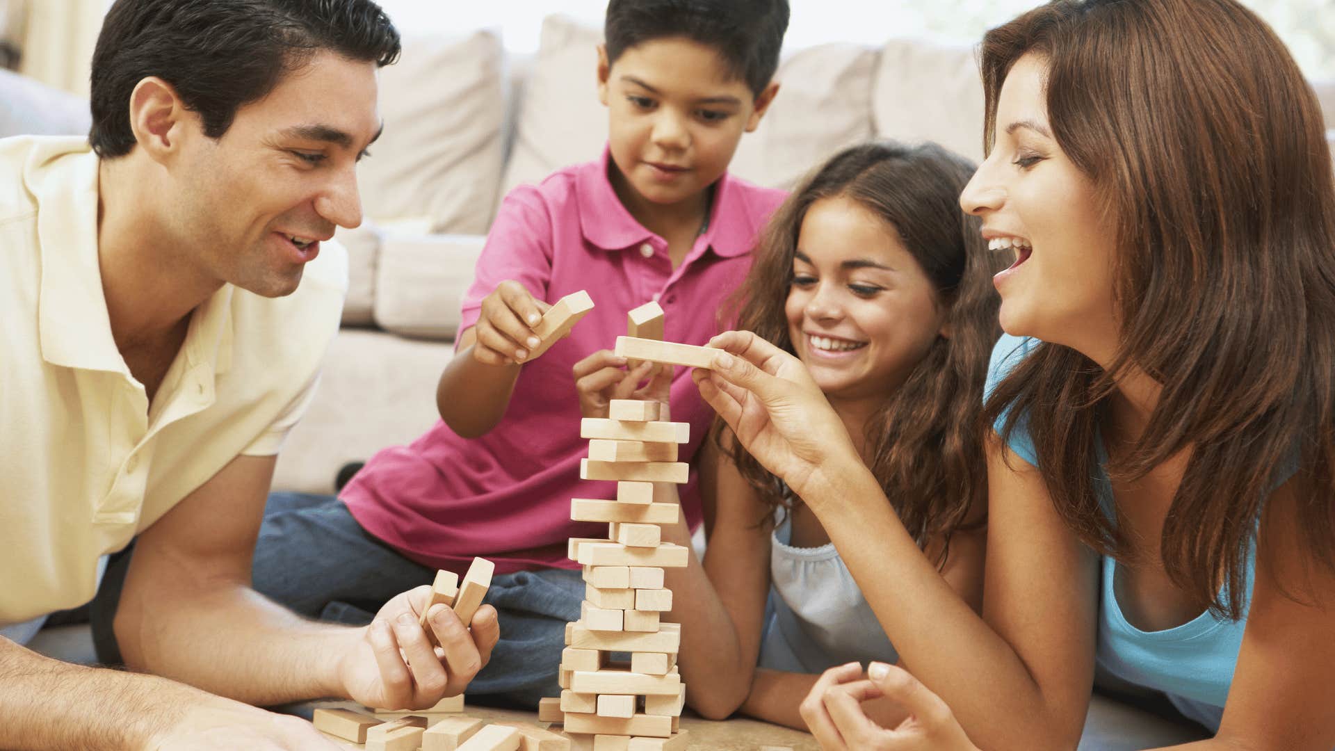 family playing games together