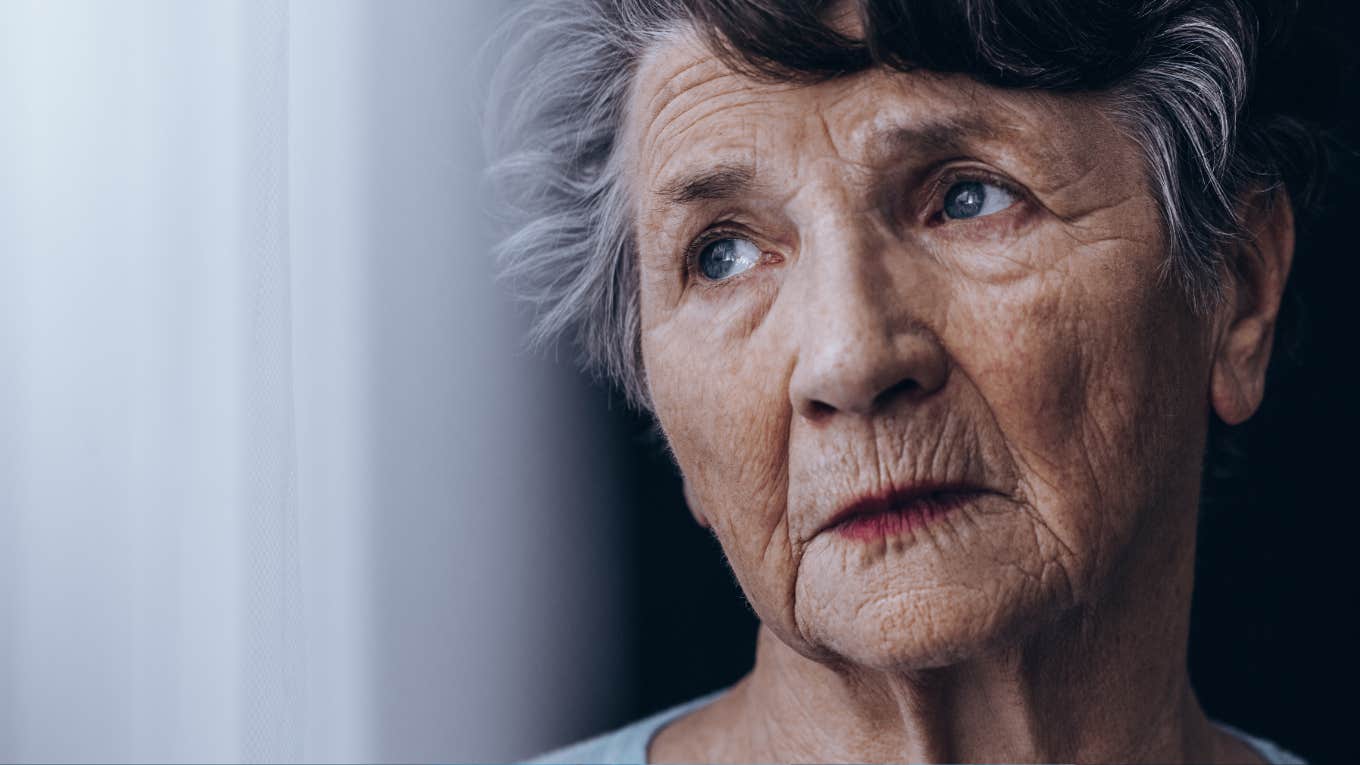 sad old lonely woman isolated from her kids