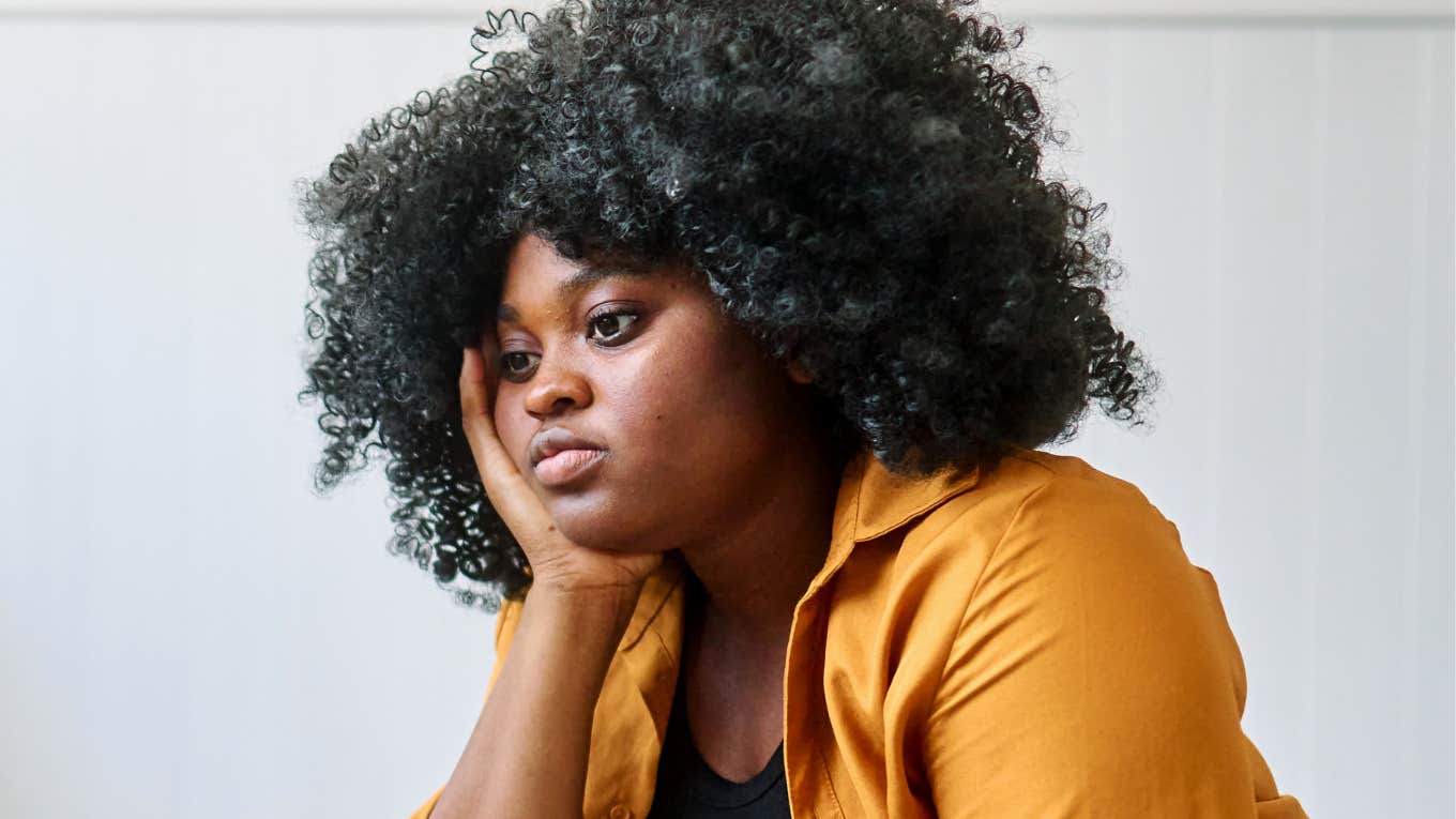 nervous woman looking stressed