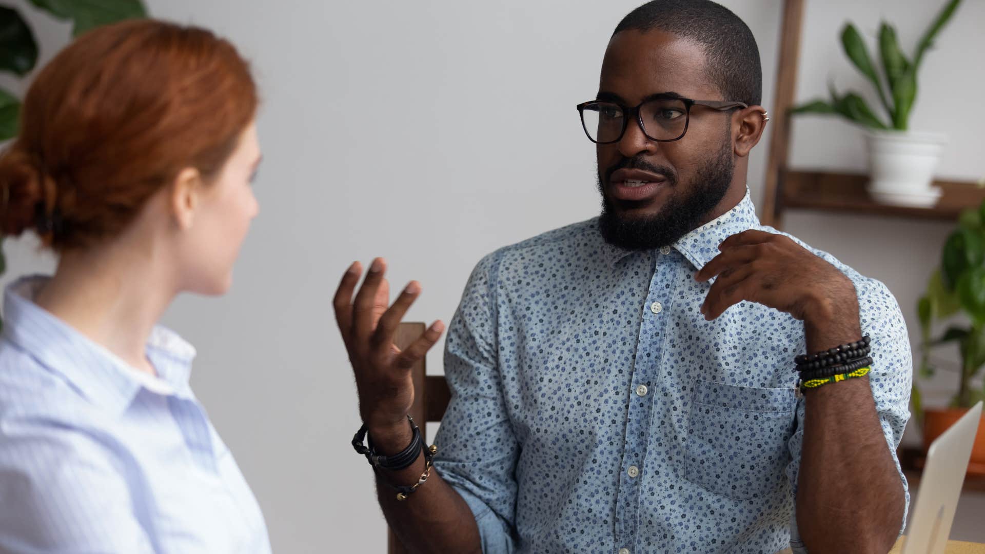 Upset professional man calling out disrespect with healthy boundaries