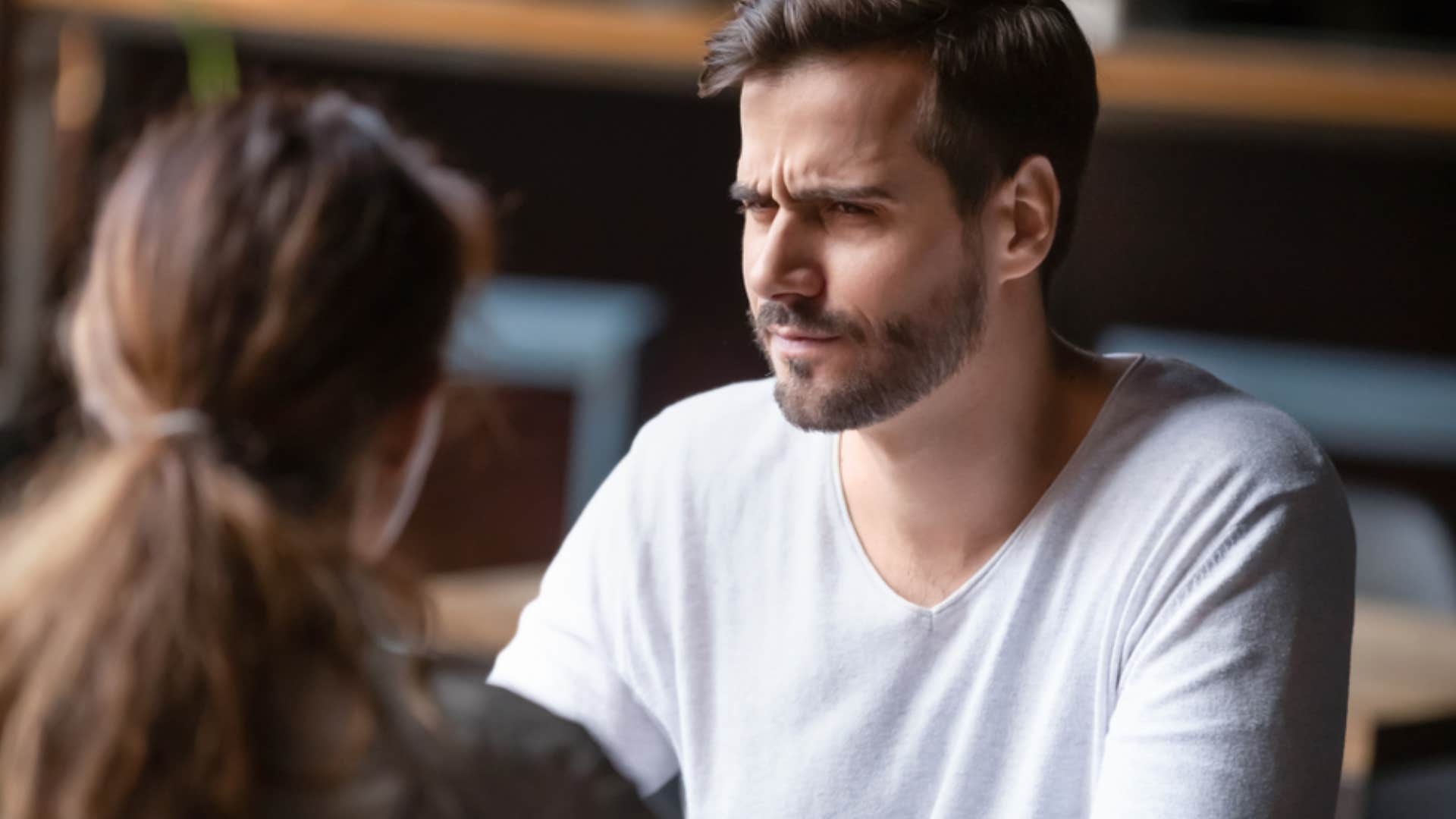 man not immediately responding to woman