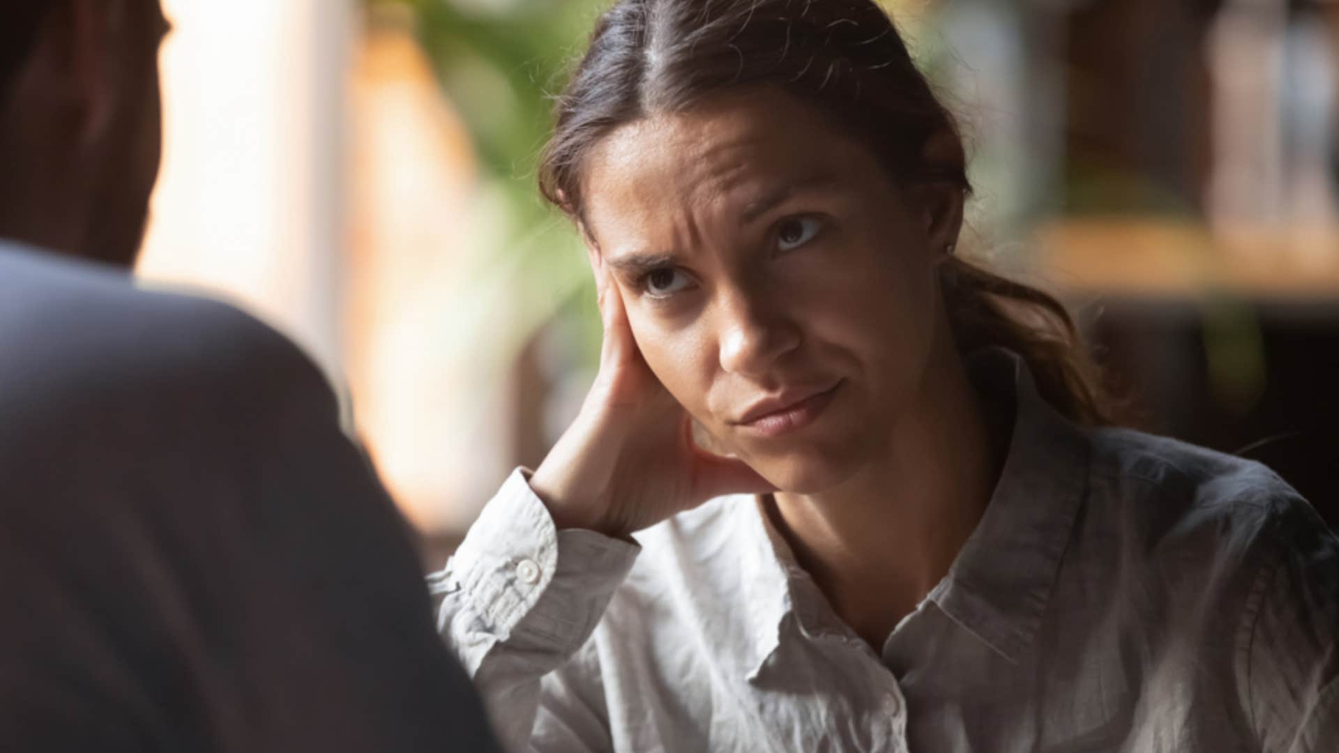 woman speaking in monotone voice 