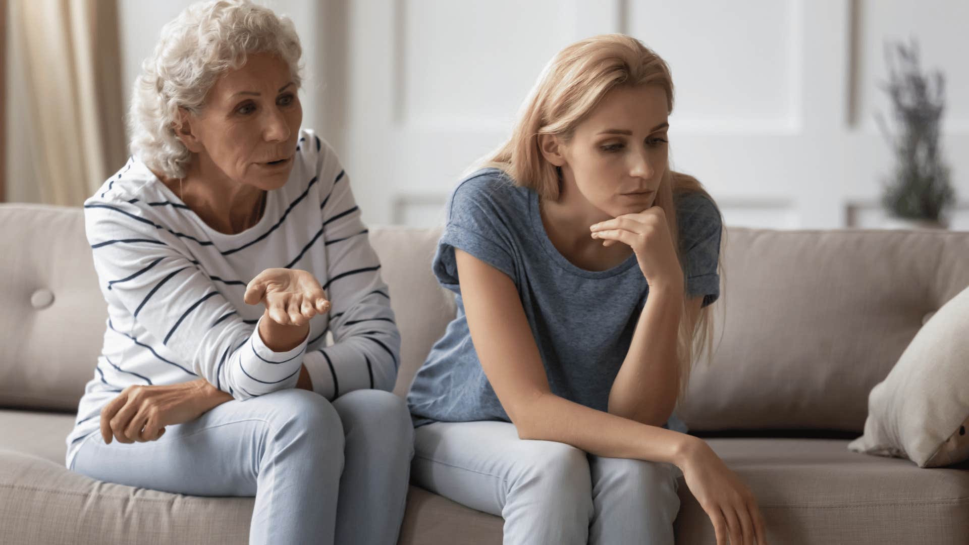 boomer explains to younger woman as she is turned away 