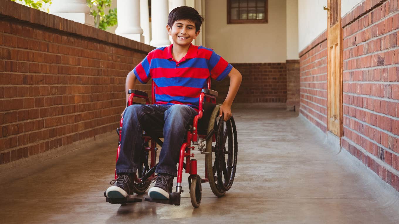 young boy in wheelchair who felt excited after seeing Target ad