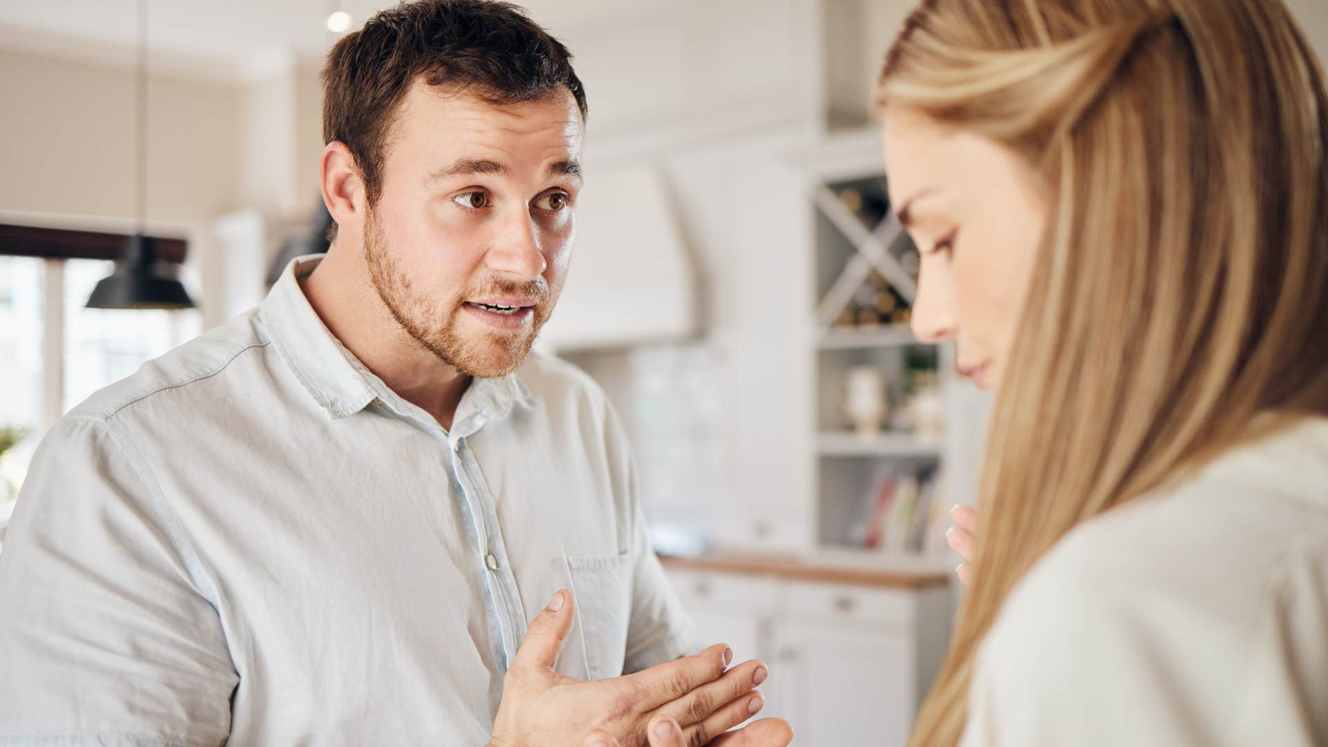 man telling narcissist he's still speaking