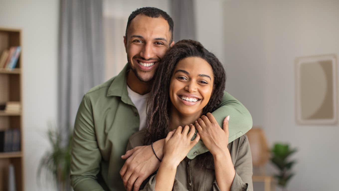 happy married couple smiling woman and man