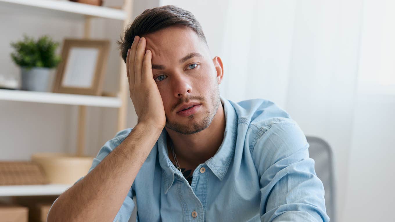 frustrated lonely man looking sad