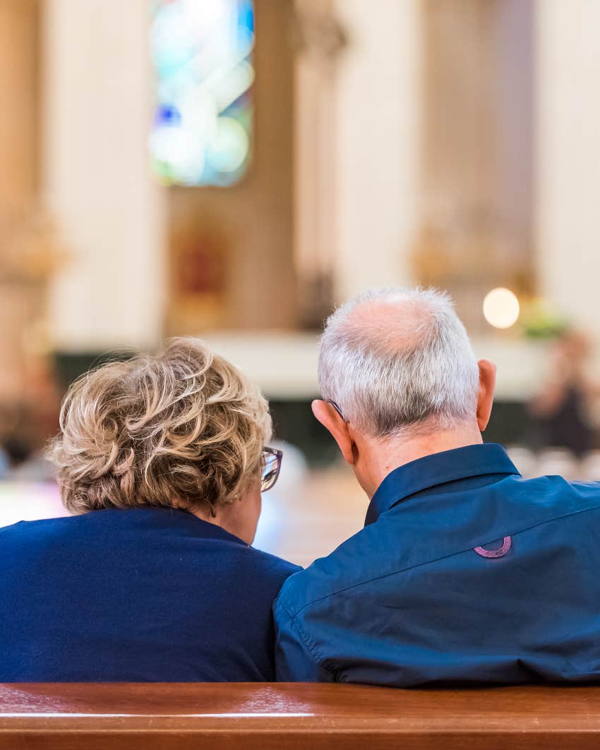 Elderly couple at church