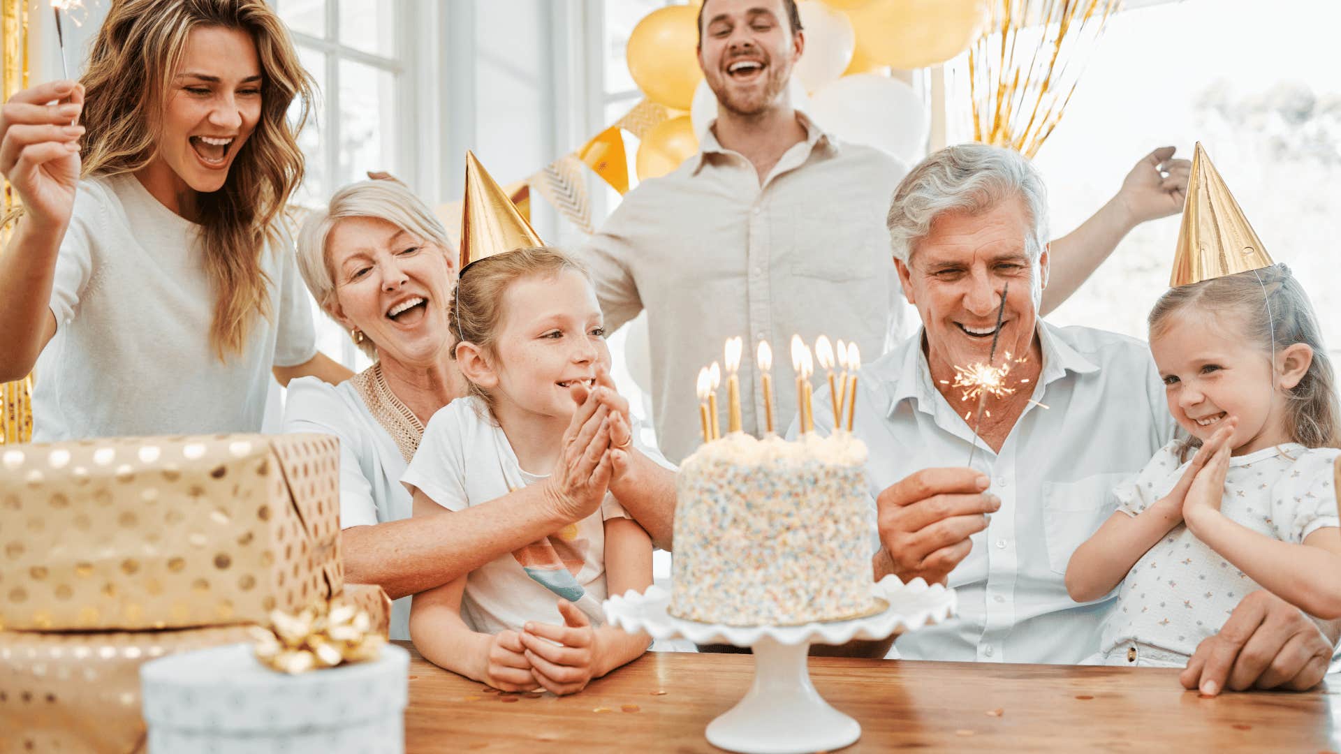 family having birthday party