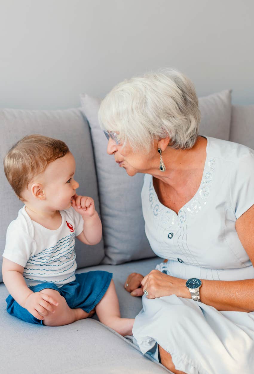 Widowed mom babysitting grandson