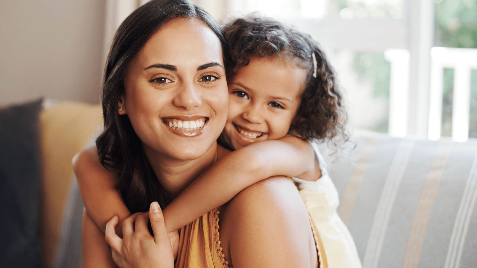 smiling mother with daughter