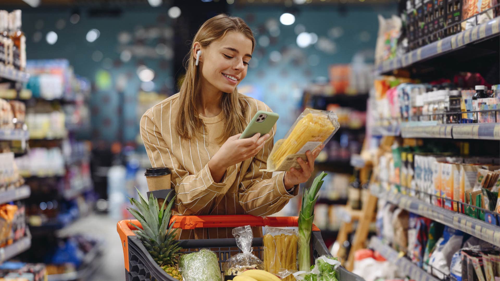 Gen Z woman shops for authenticity in brands at a grocery store