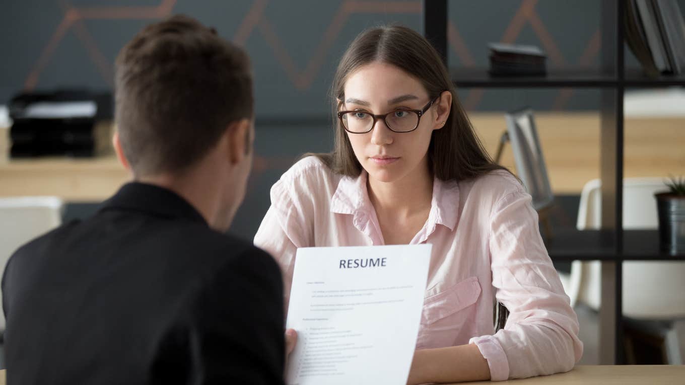 Job candidate about to walk out of an interview after being asked a ridiculous question