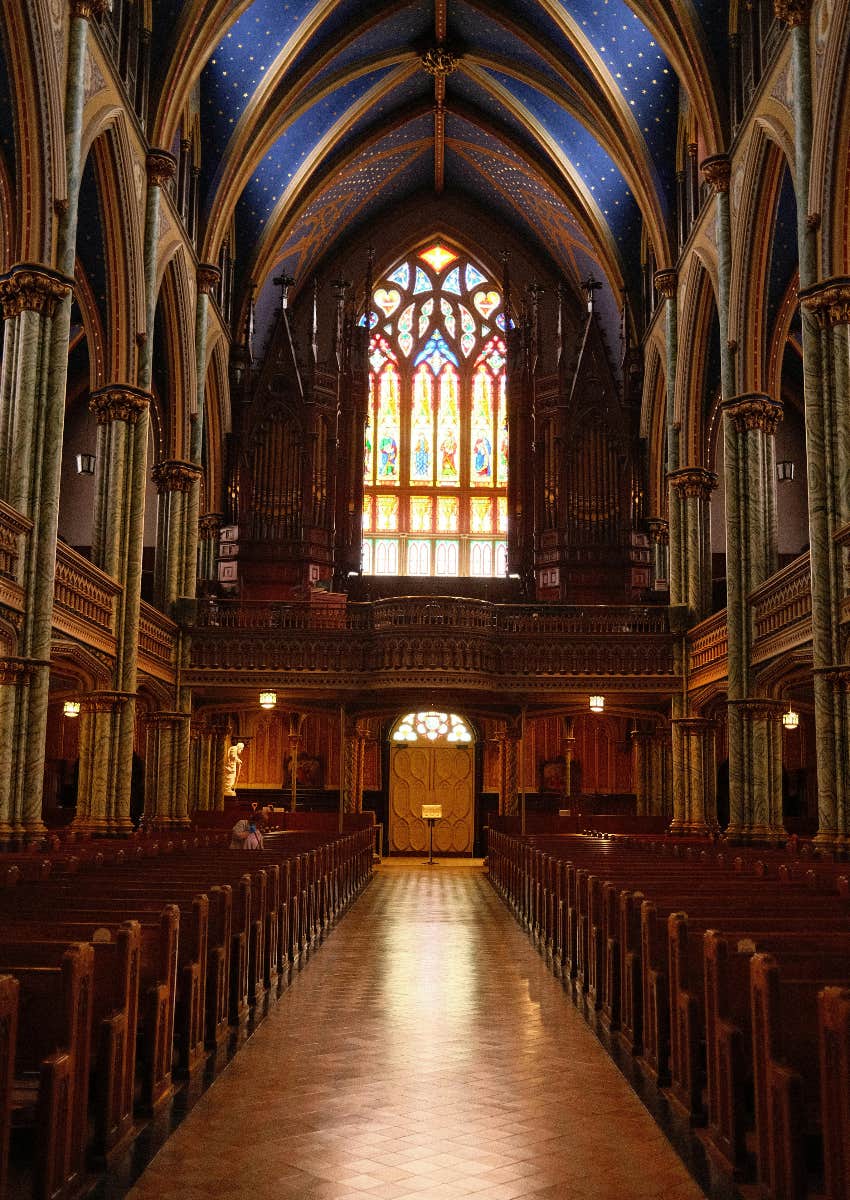 interior of large church with a lot of pews