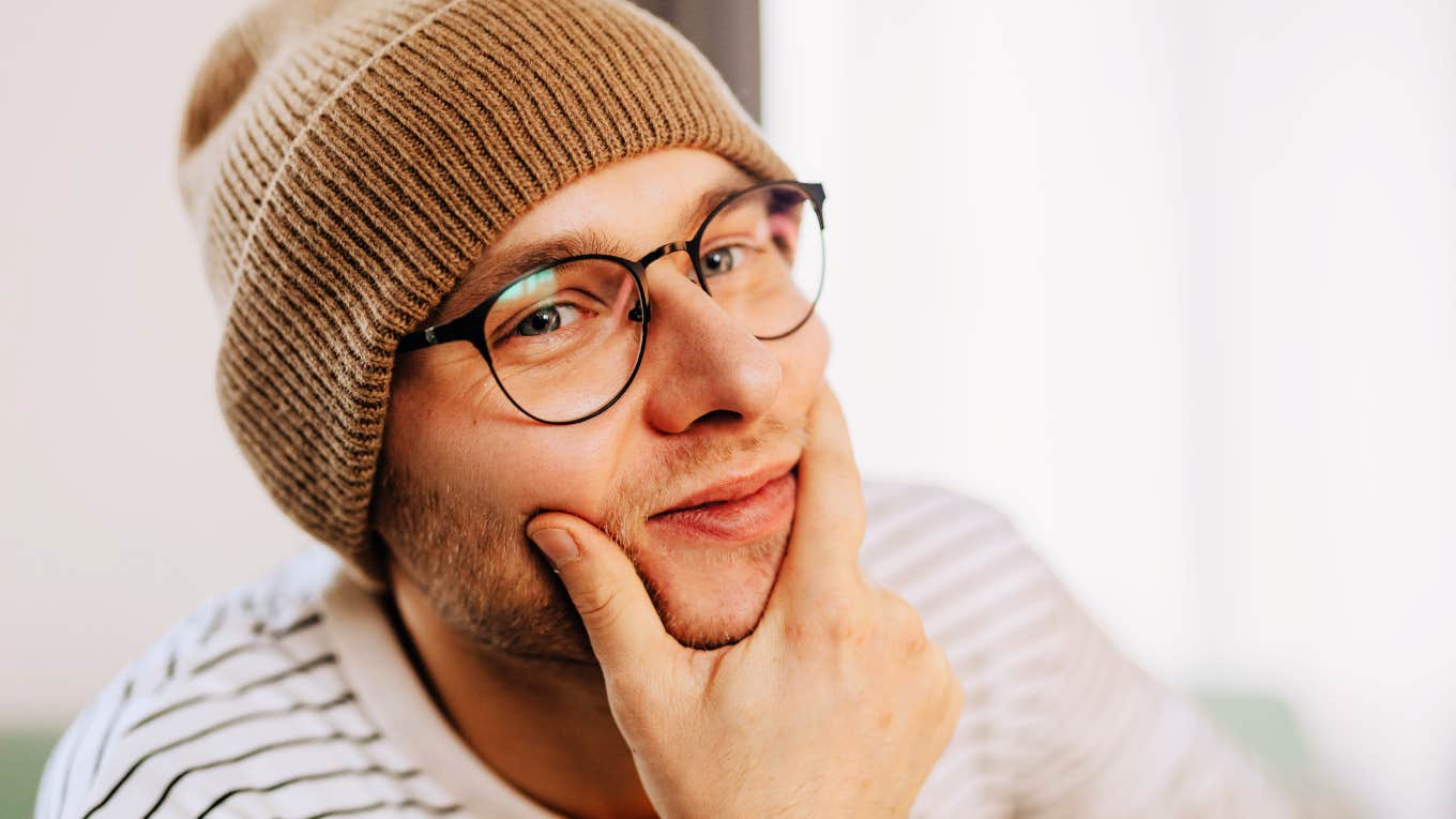 Man engaged in a conversation.