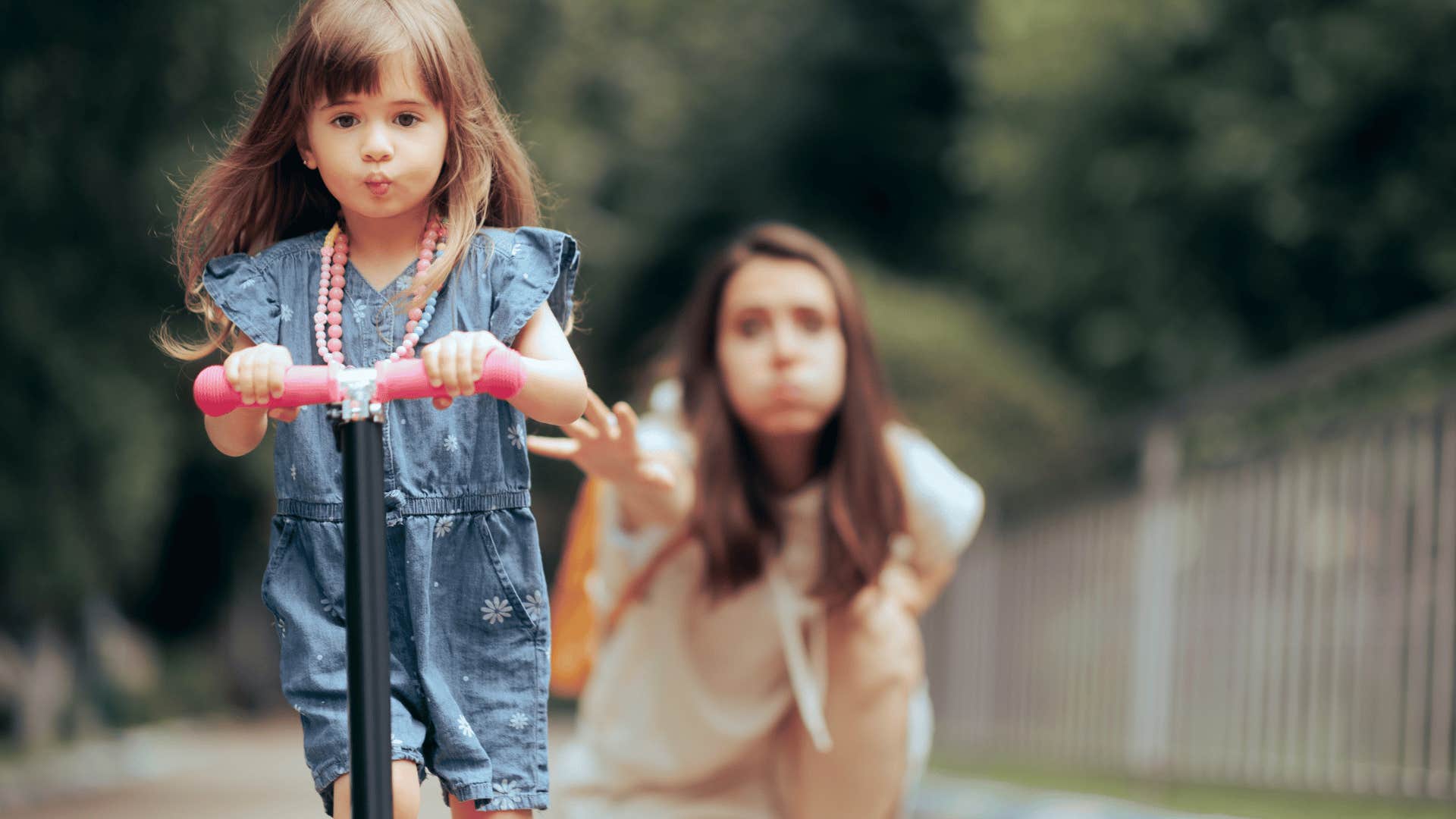 mom worried as daughter is on scooter