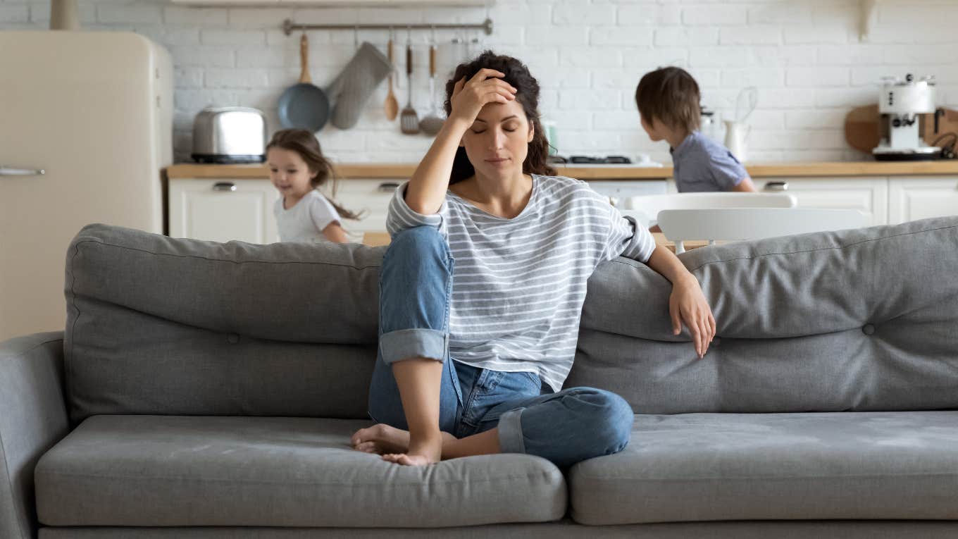 Mom annoyed with her kids' misbehaving gentle parented friends