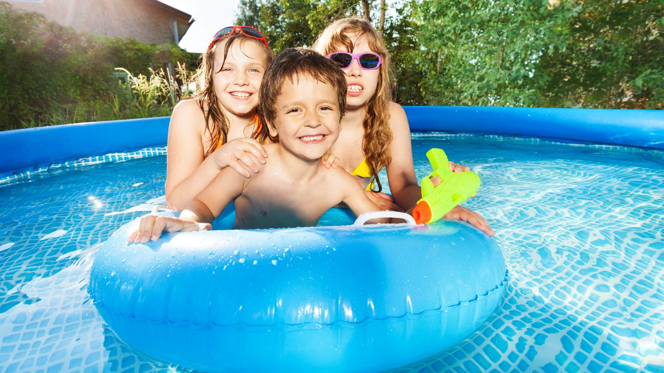 Kids in neighbor's swimming pool