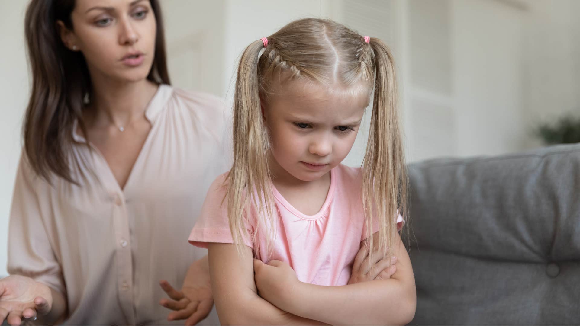 mom teaching daughter to accept accountability