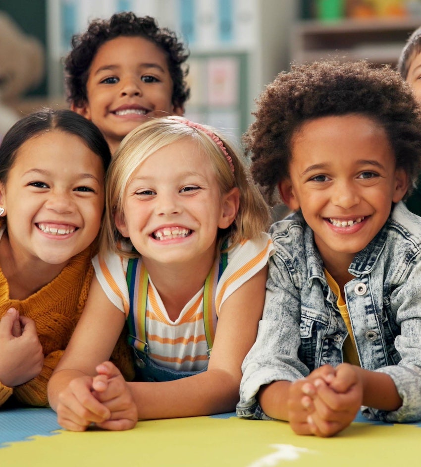 Group of happy children smiling