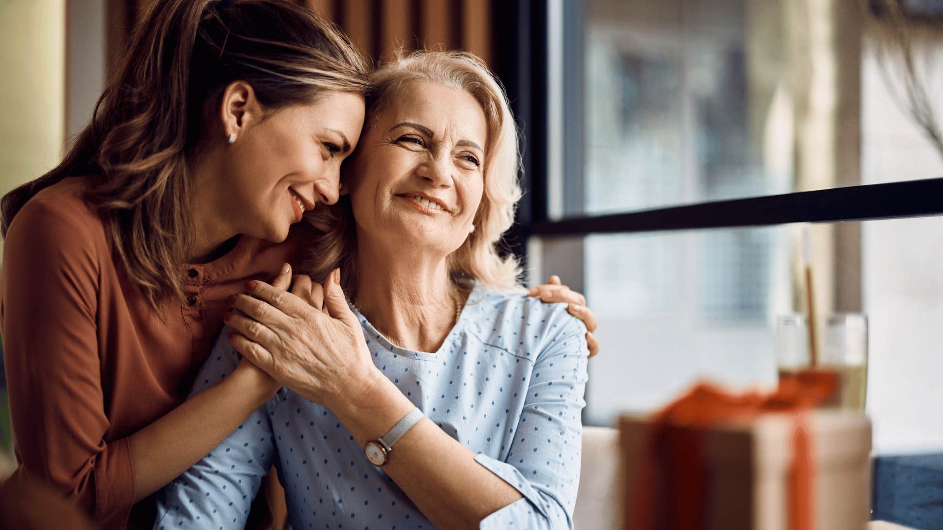 older mother expressing love to adult daughter