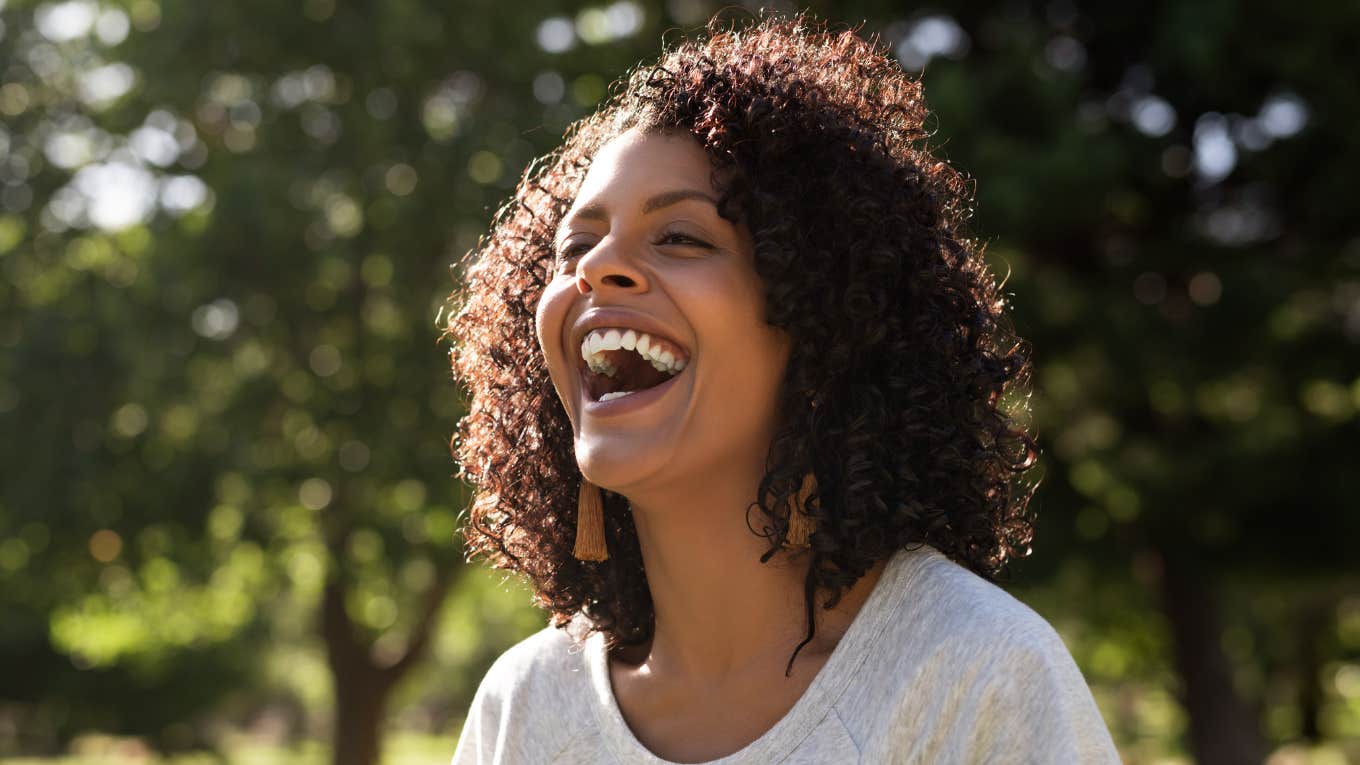 happy woman in nature