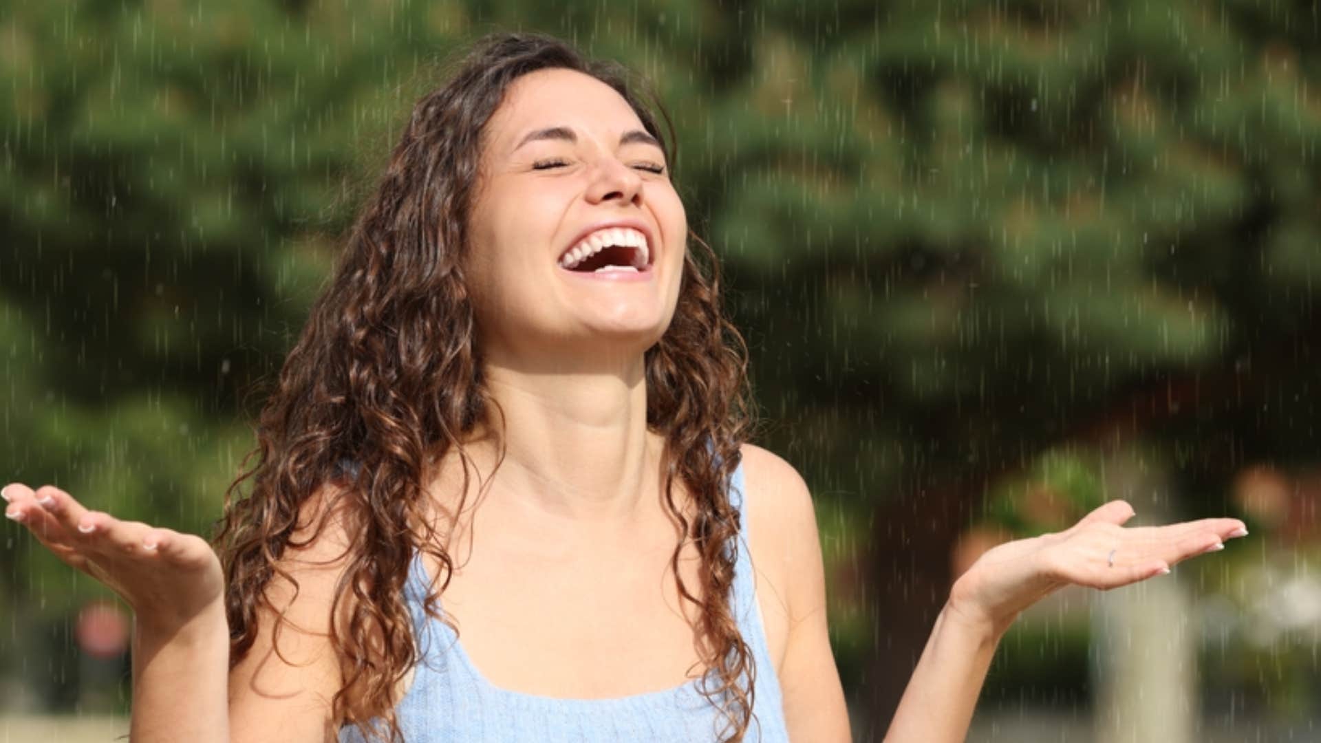 happy woman outside