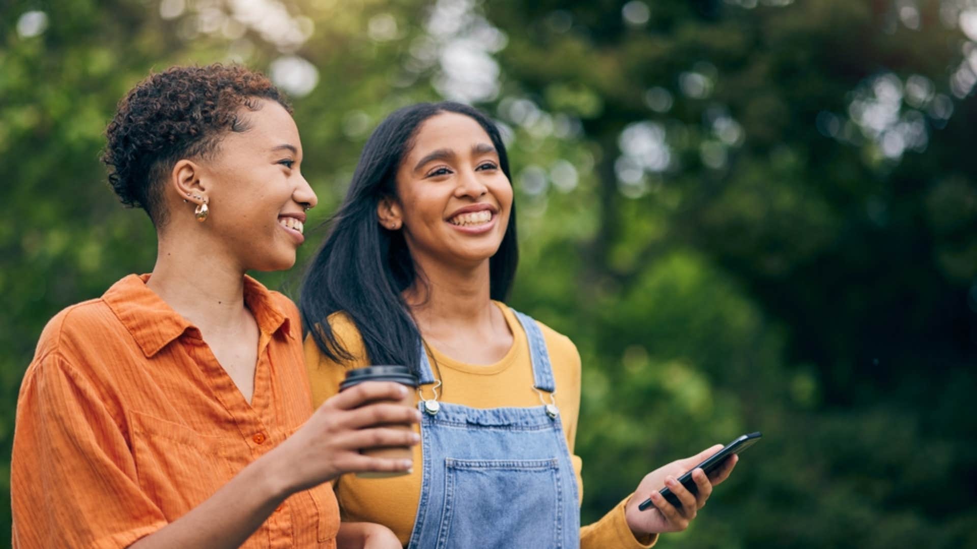 two women taking a walk and talking