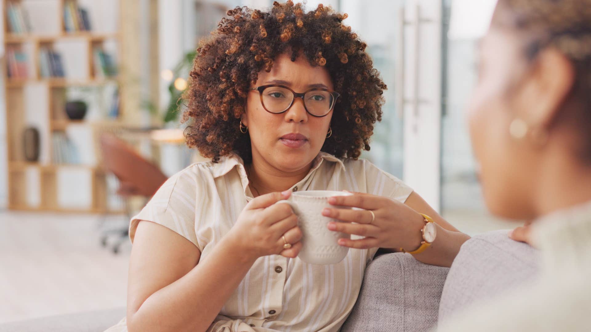 woman listening to friend talk