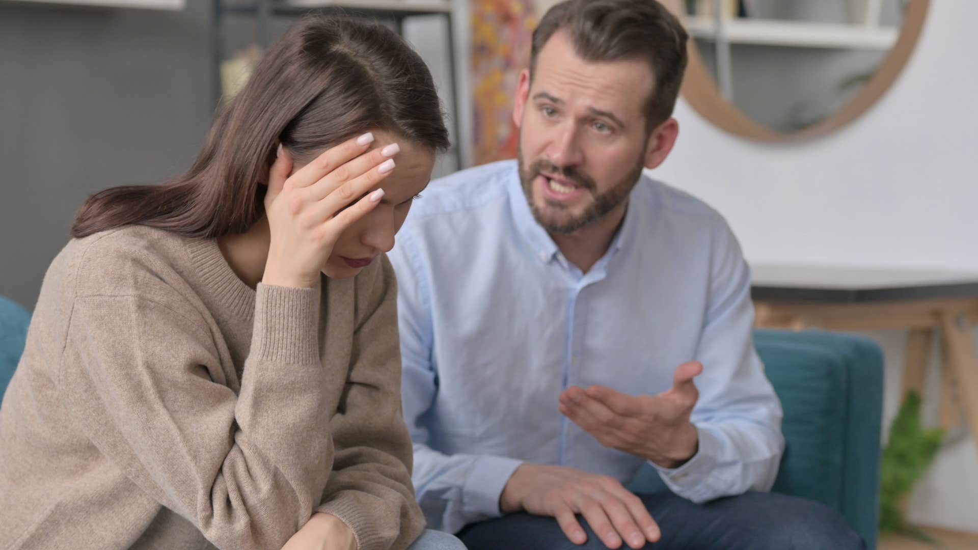 Man comforts woman telling her that everyone has those moments