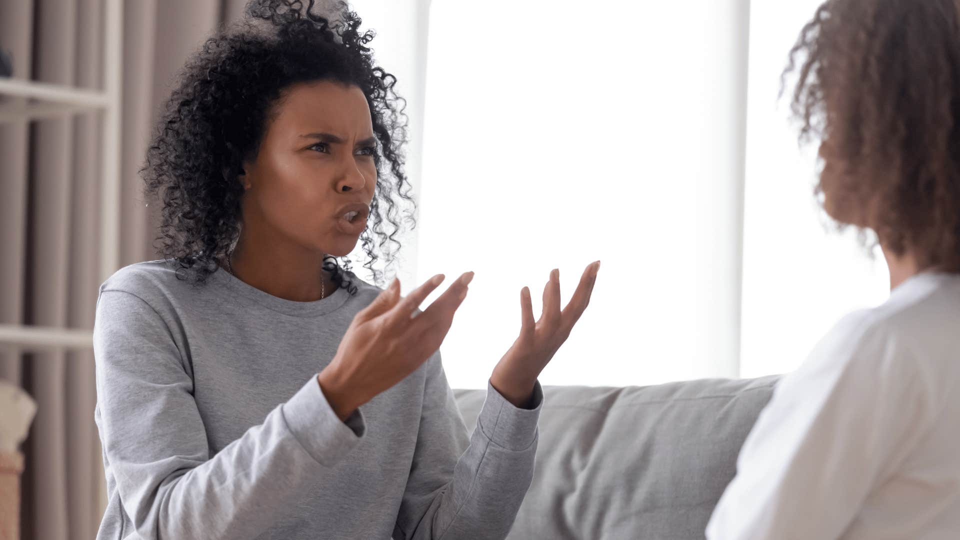 old-fashioned parent telling her daughter she brought her into this world