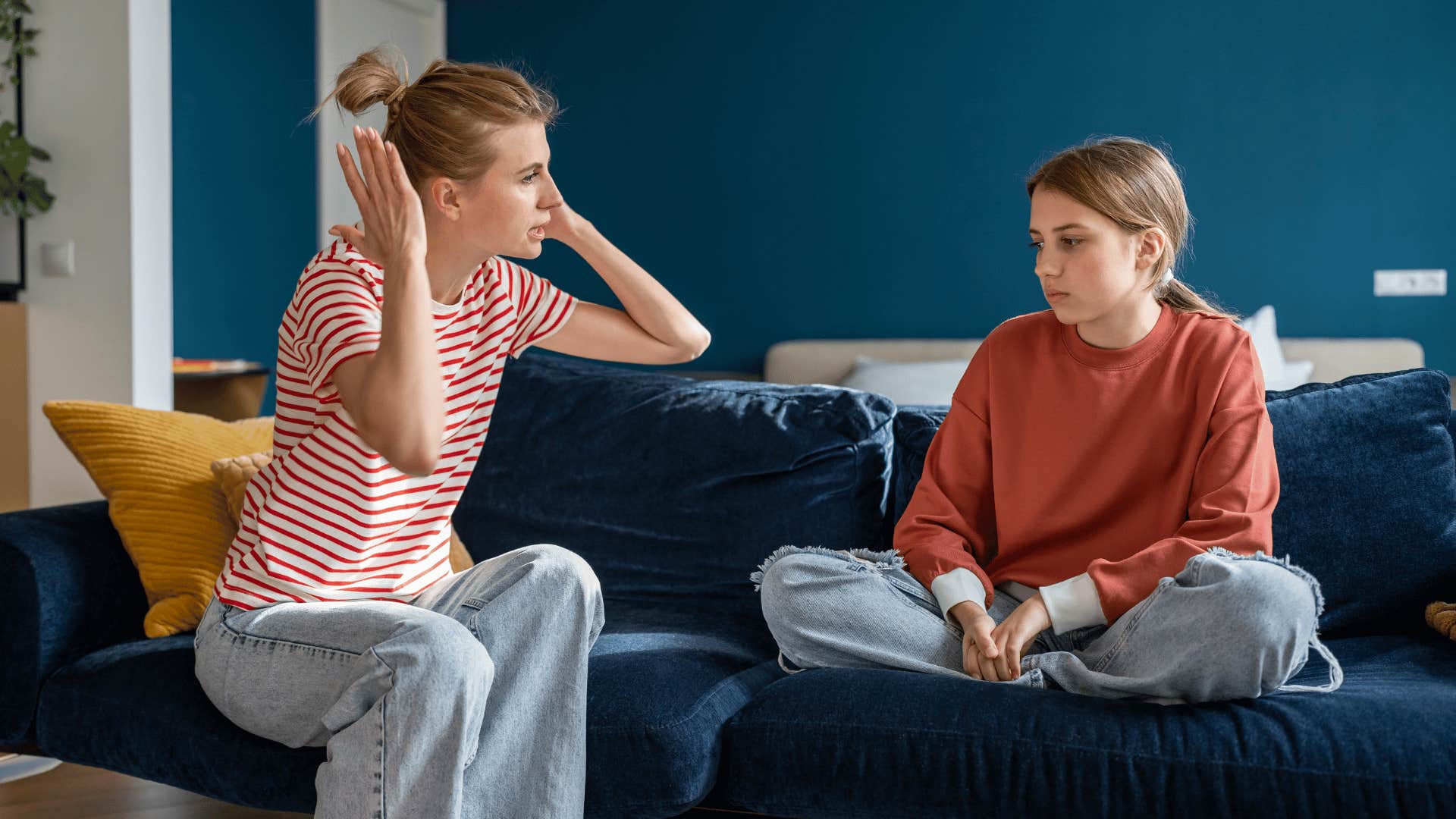 old-fashioned parent telling daughter she can have privacy when she pays the rent