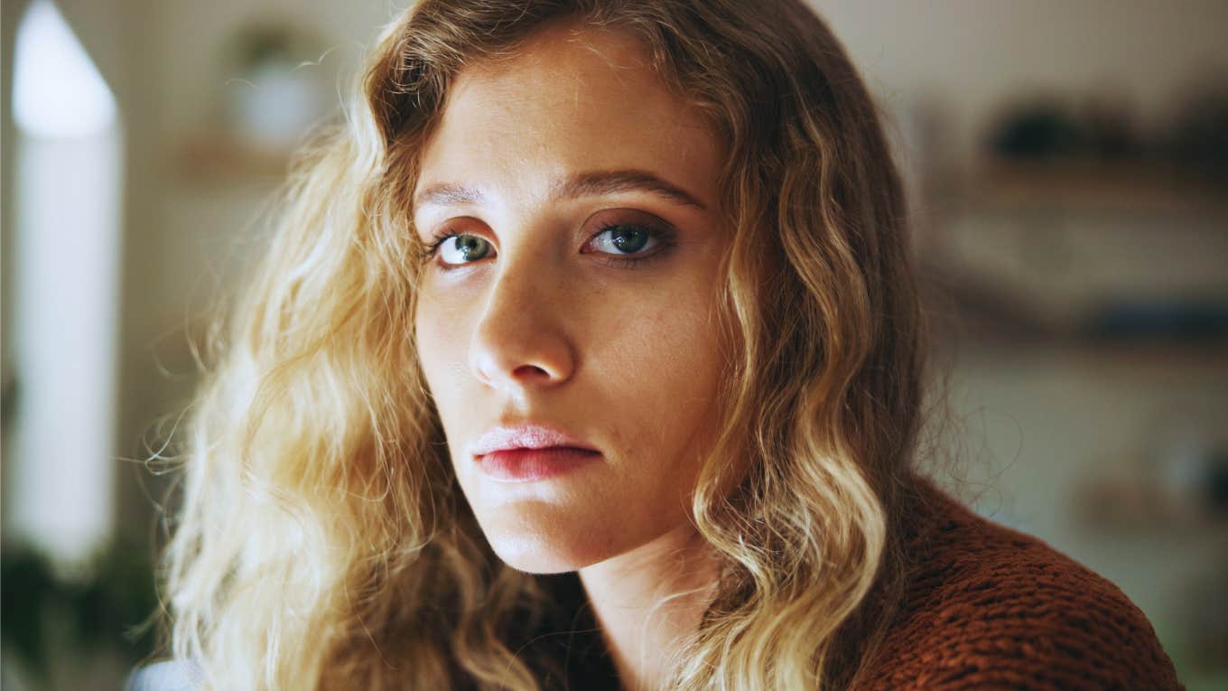 emotionally drained woman looking stressed