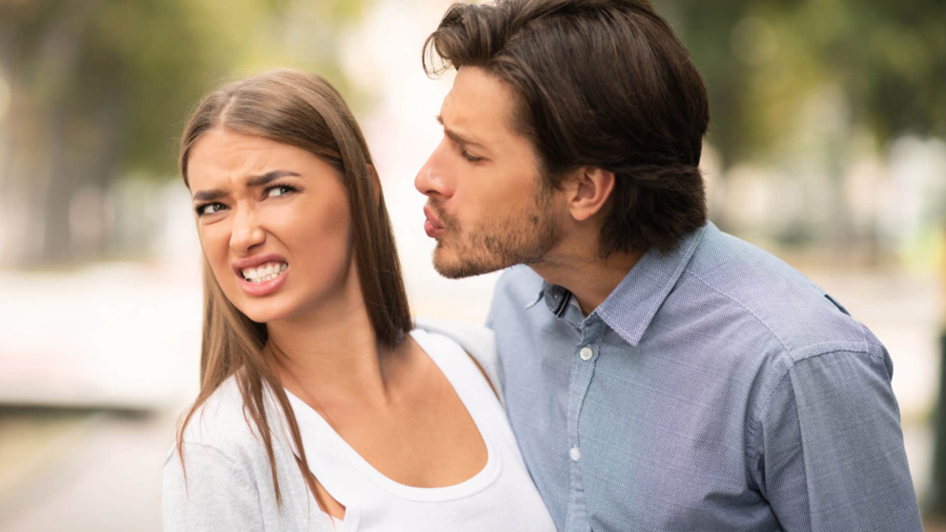 woman feeling weirded out by partner 