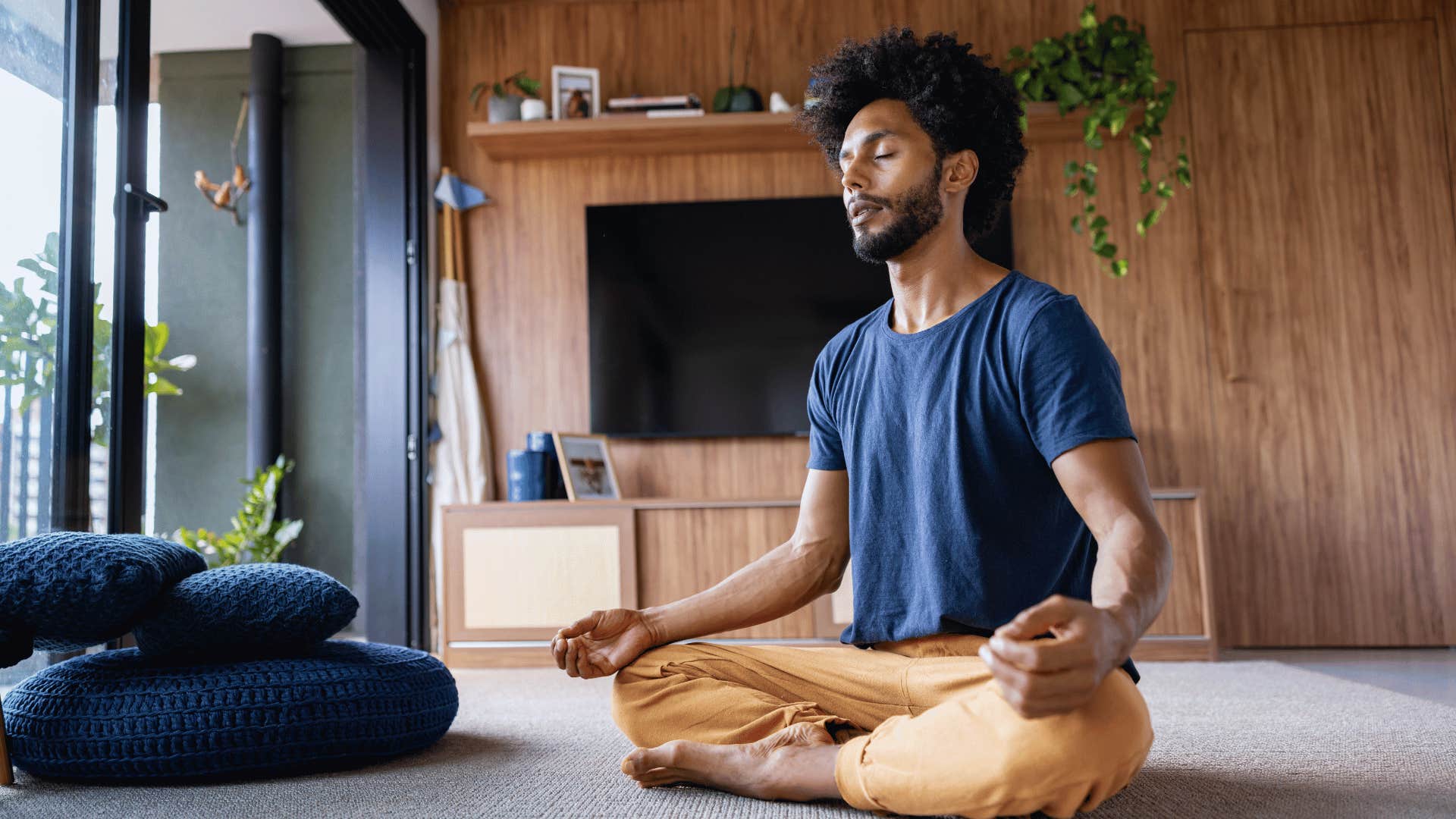 man creating sacred space at home