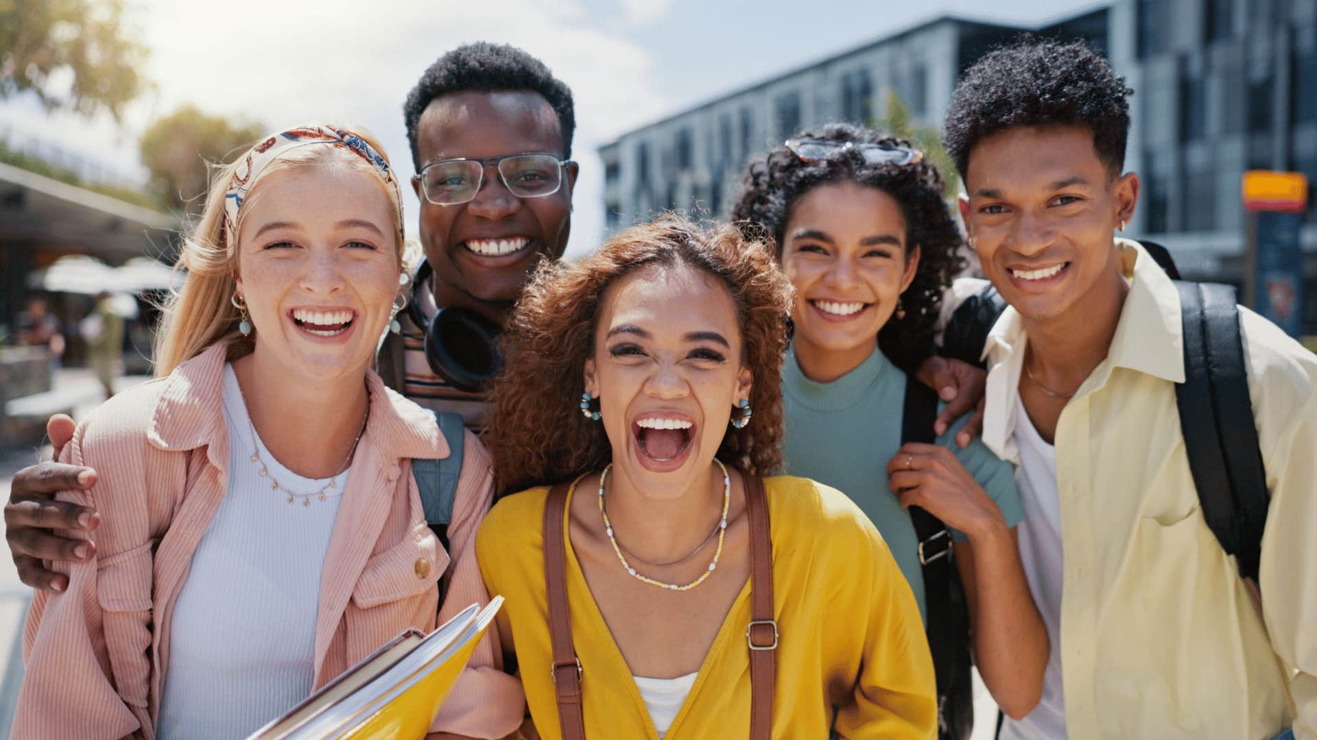 group of colleagues smiling together