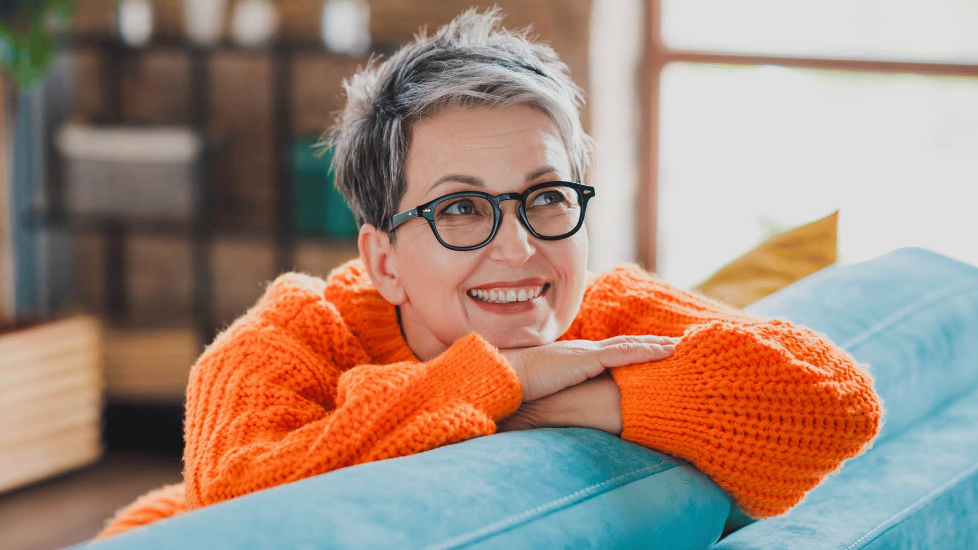 woman smiling reflecting on life