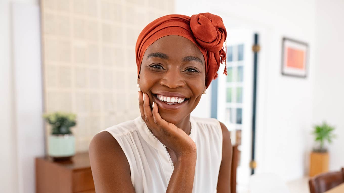 successful woman smiling happily