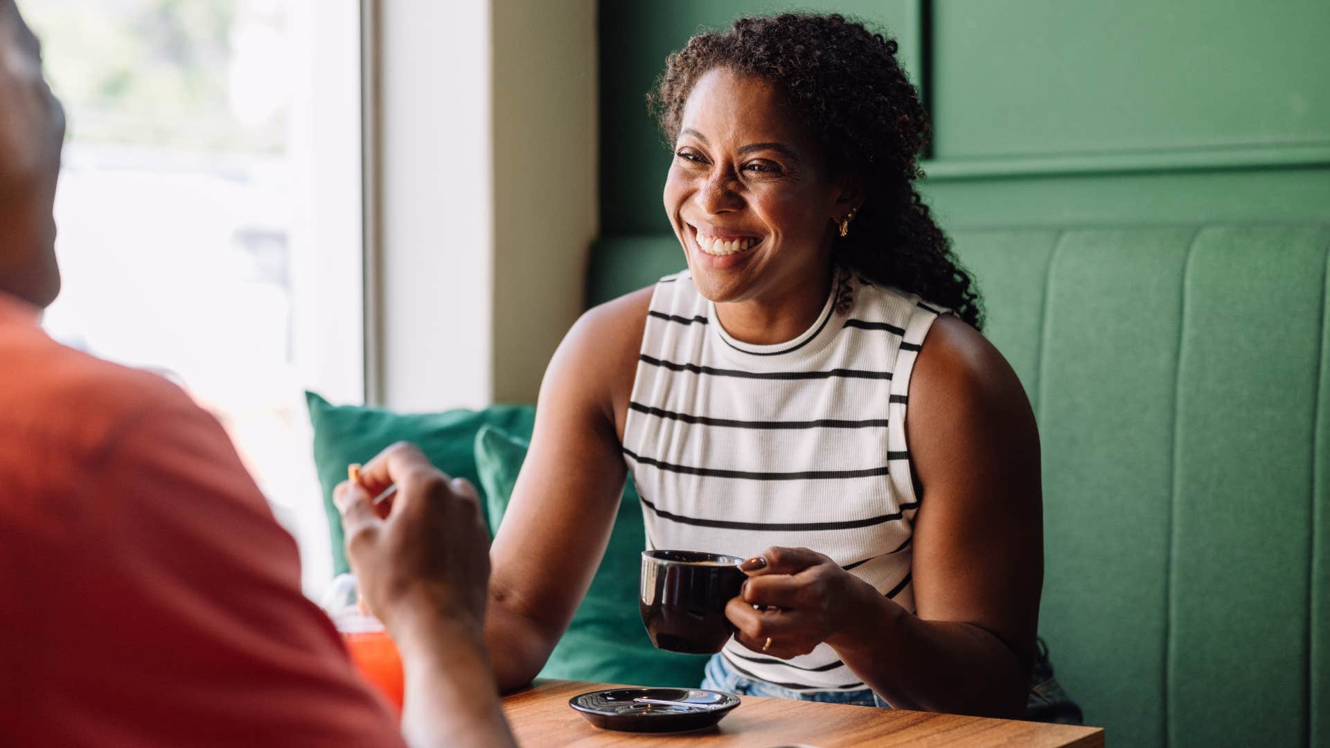 Happy woman investing in other relationships and connections