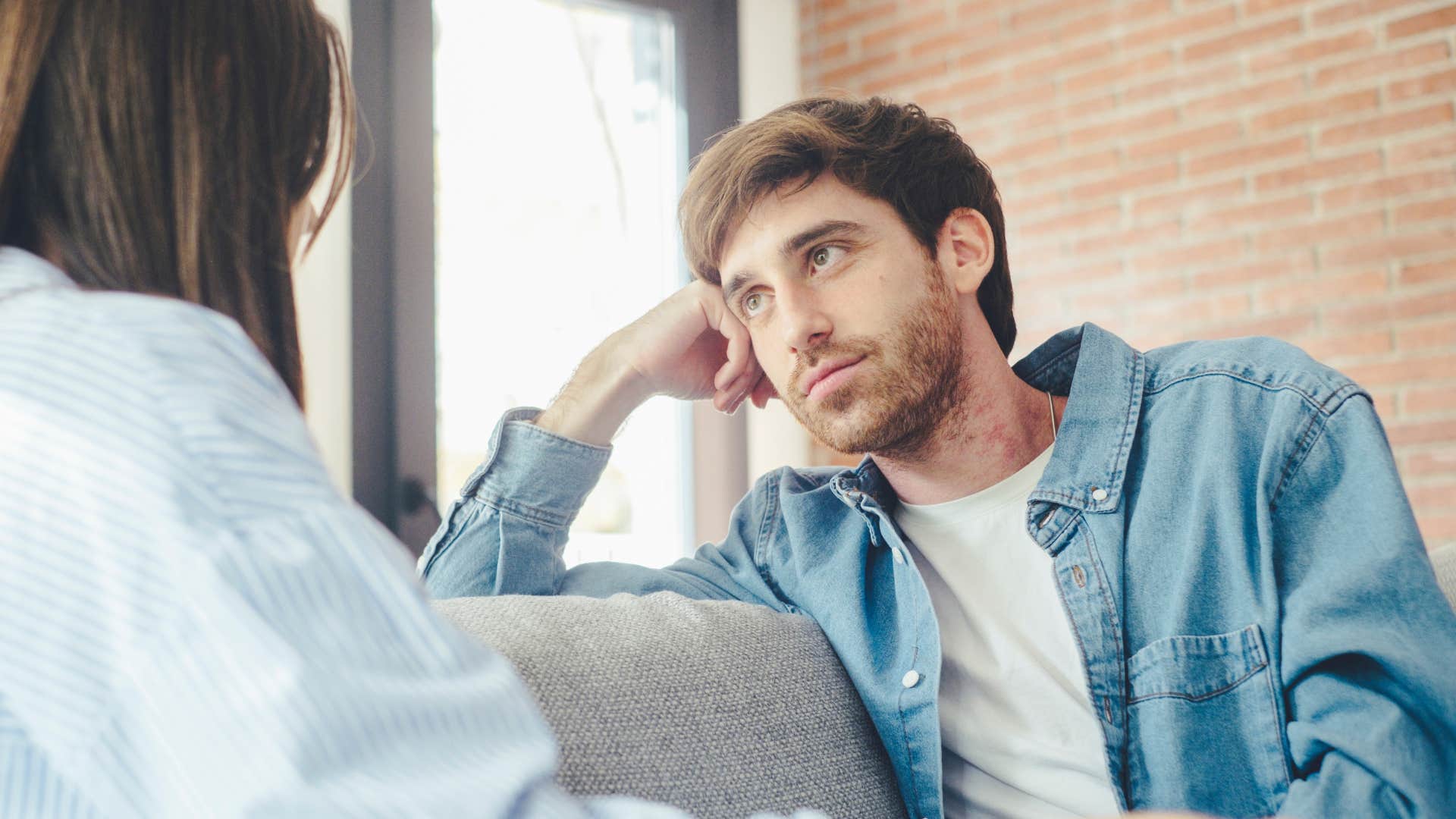 manipulative man asking for space from the person across from him