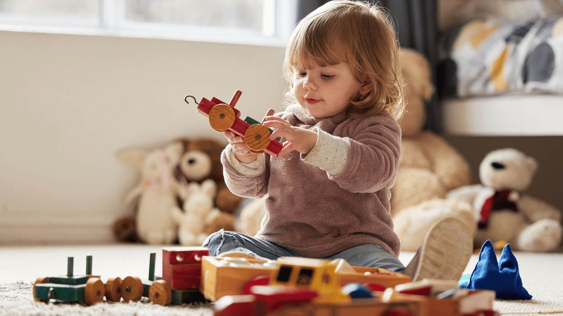 child playing with toys