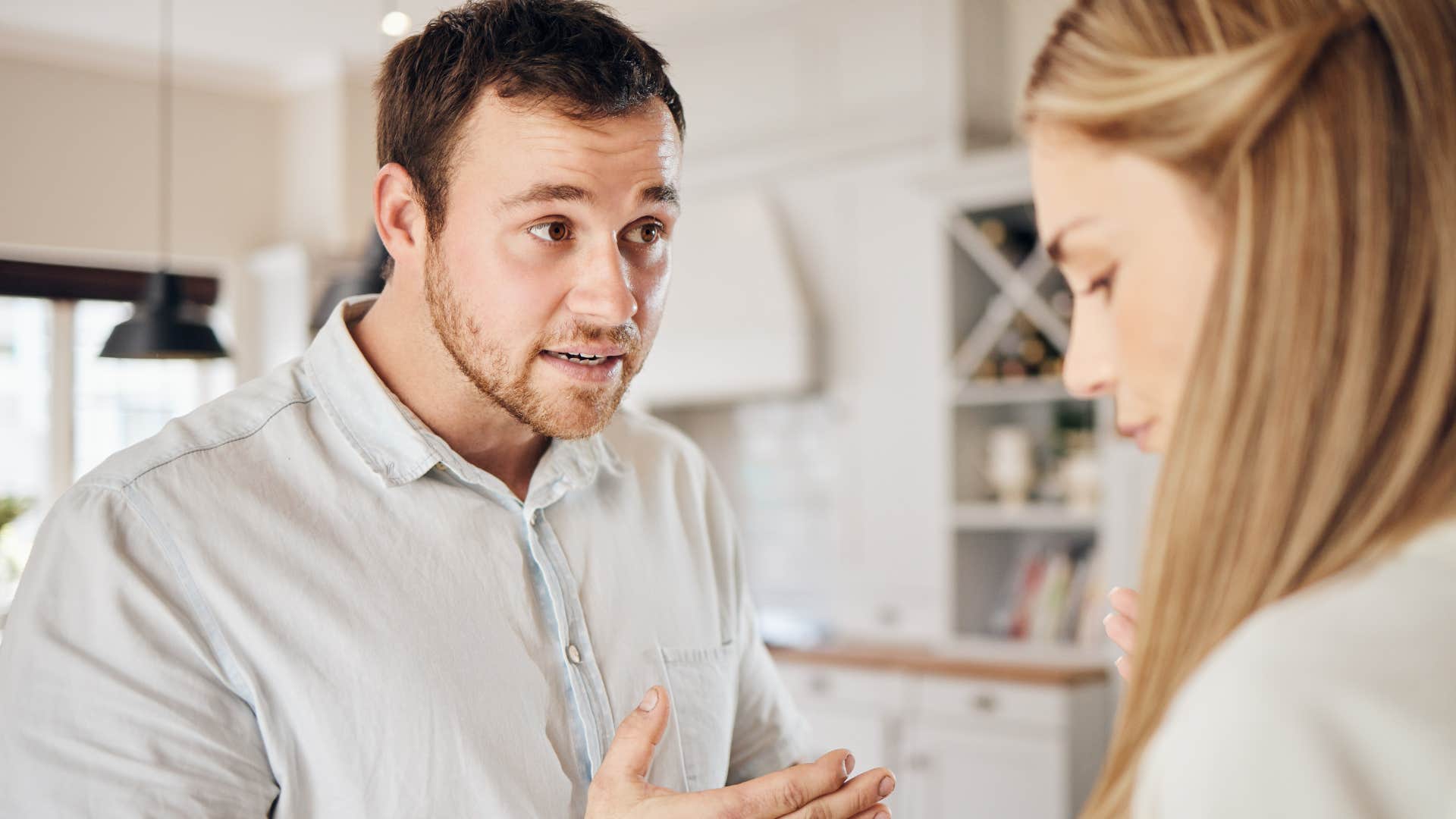 man who isn't introspective arguing with a woman