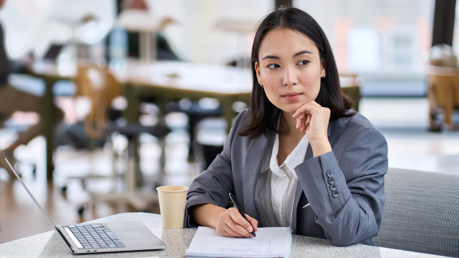 woman getting overly confident at work