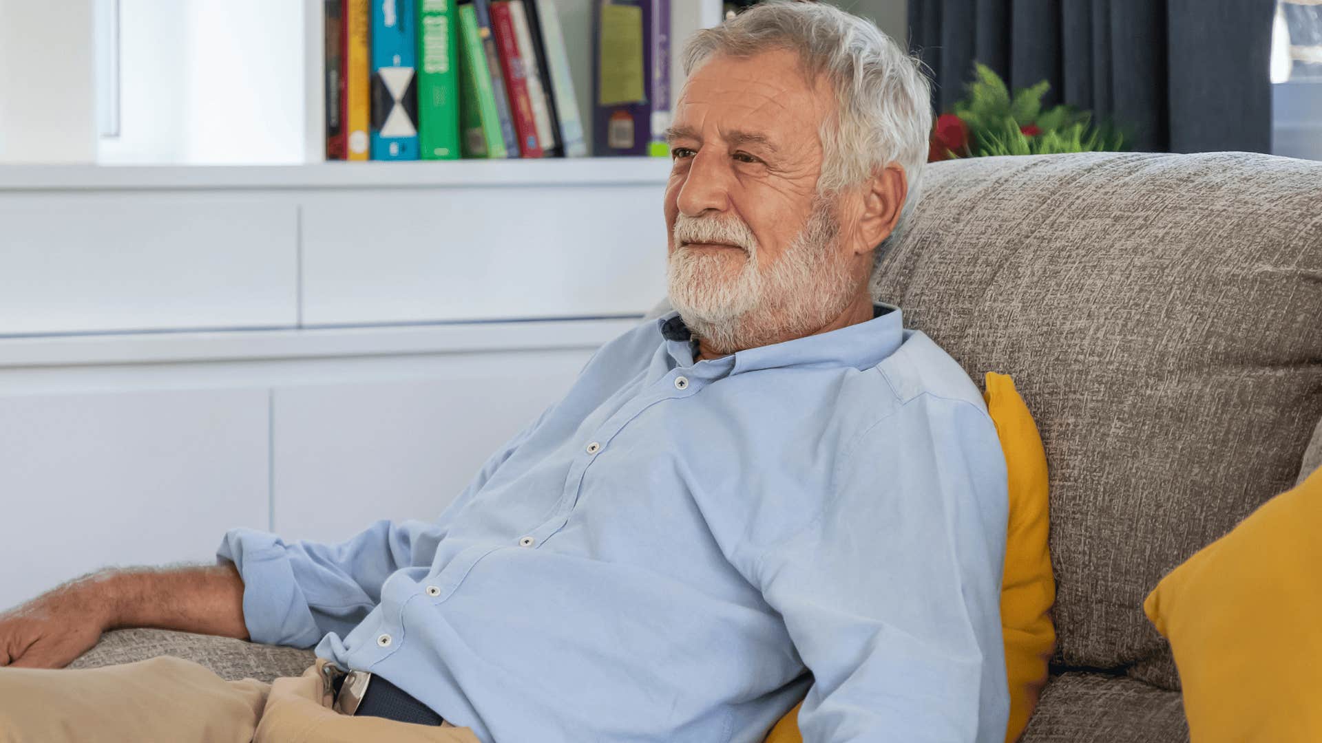 Boomer man sitting in a recliner watching TV