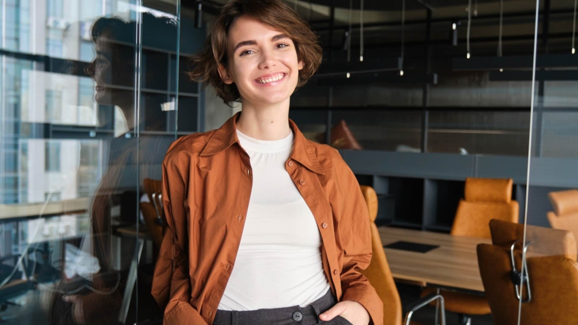 woman dressed casually at work