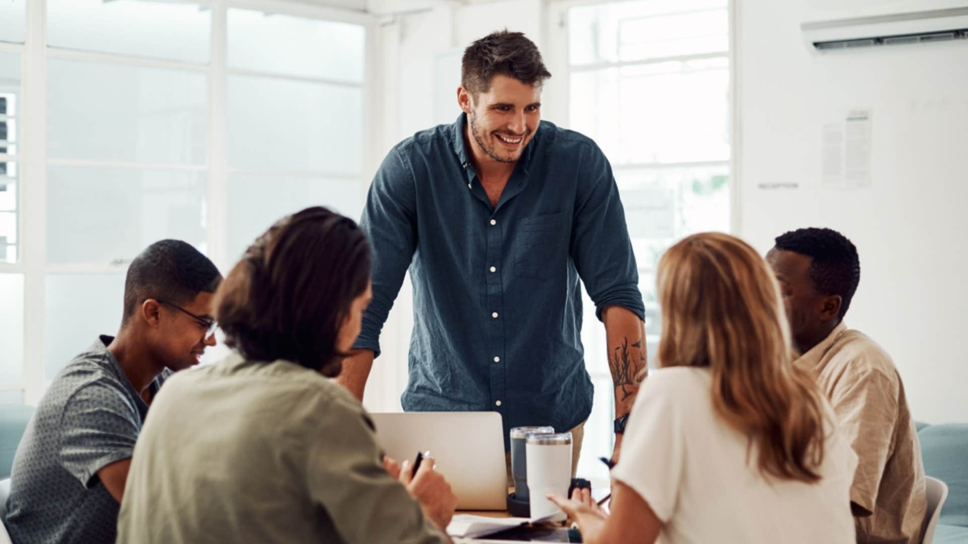 boss focusing on collaboration with employees