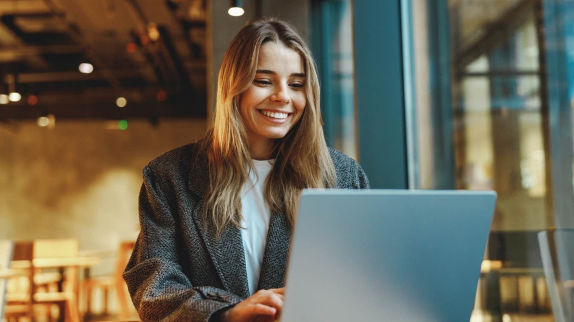 woman focused on working