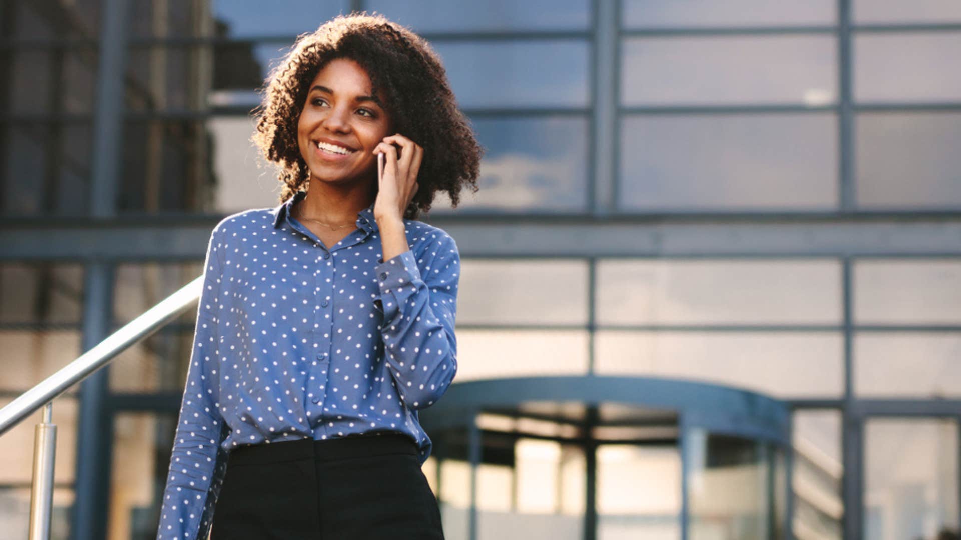 smiling professional woman on the phone